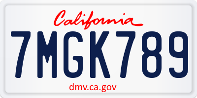 CA license plate 7MGK789