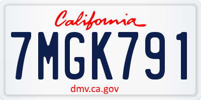 CA license plate 7MGK791