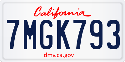 CA license plate 7MGK793