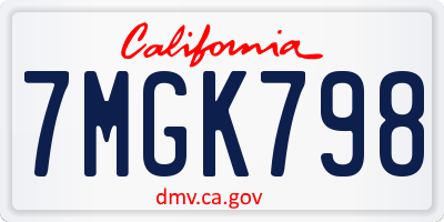 CA license plate 7MGK798