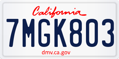 CA license plate 7MGK803