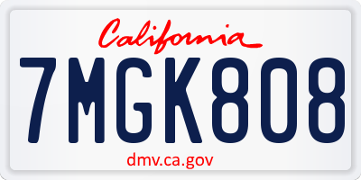 CA license plate 7MGK808