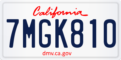 CA license plate 7MGK810