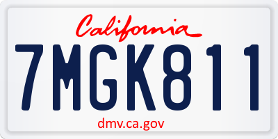 CA license plate 7MGK811