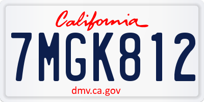 CA license plate 7MGK812