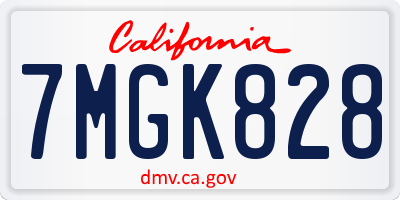 CA license plate 7MGK828