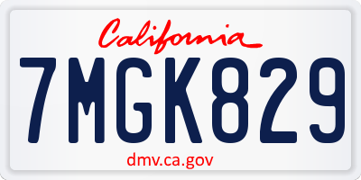 CA license plate 7MGK829