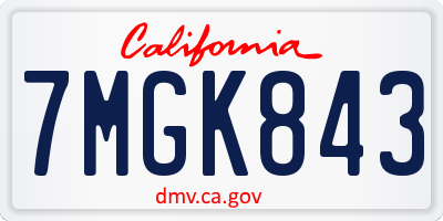 CA license plate 7MGK843