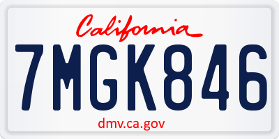 CA license plate 7MGK846