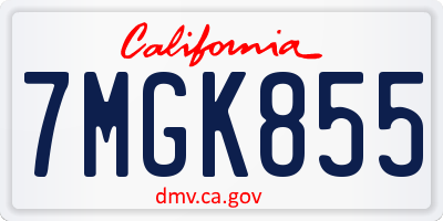 CA license plate 7MGK855