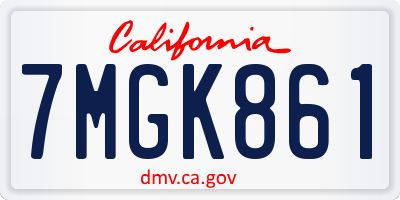 CA license plate 7MGK861