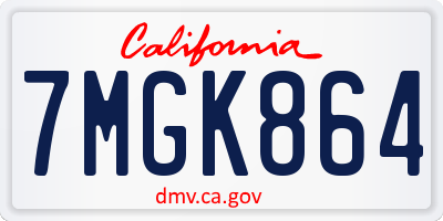 CA license plate 7MGK864