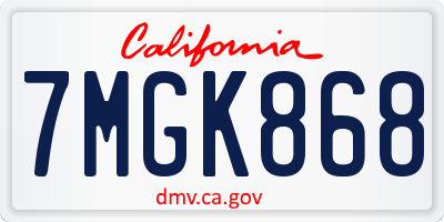 CA license plate 7MGK868