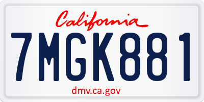 CA license plate 7MGK881