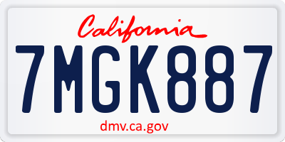 CA license plate 7MGK887