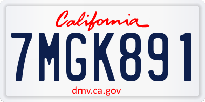 CA license plate 7MGK891