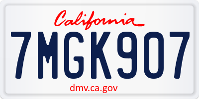 CA license plate 7MGK907