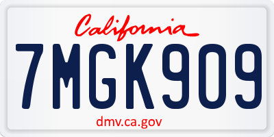 CA license plate 7MGK909