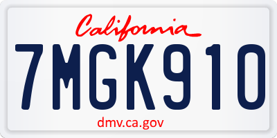 CA license plate 7MGK910