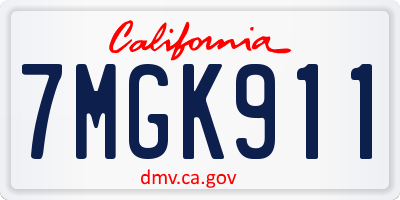 CA license plate 7MGK911
