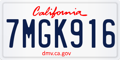CA license plate 7MGK916