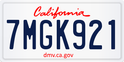 CA license plate 7MGK921
