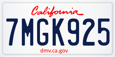 CA license plate 7MGK925