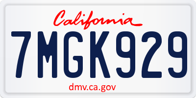 CA license plate 7MGK929