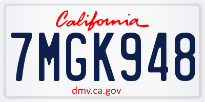 CA license plate 7MGK948