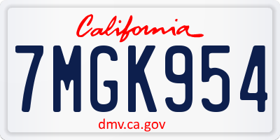 CA license plate 7MGK954