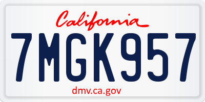 CA license plate 7MGK957