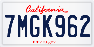 CA license plate 7MGK962