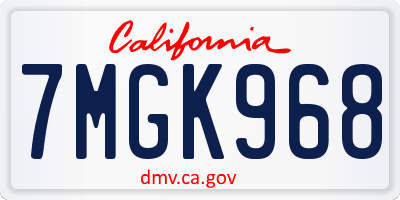CA license plate 7MGK968
