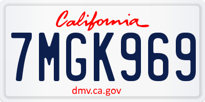 CA license plate 7MGK969