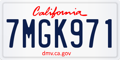 CA license plate 7MGK971