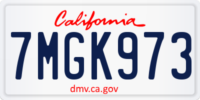 CA license plate 7MGK973