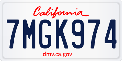 CA license plate 7MGK974