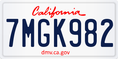 CA license plate 7MGK982
