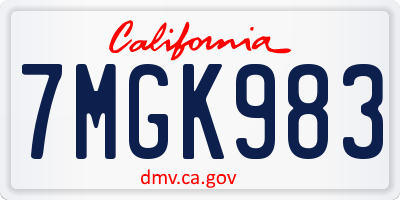 CA license plate 7MGK983
