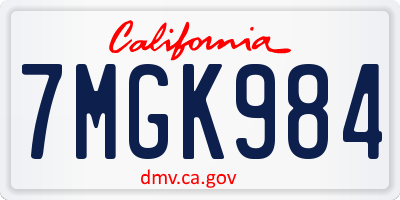 CA license plate 7MGK984