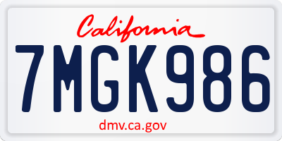 CA license plate 7MGK986