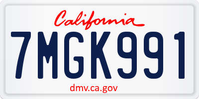 CA license plate 7MGK991