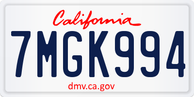 CA license plate 7MGK994