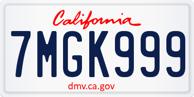 CA license plate 7MGK999