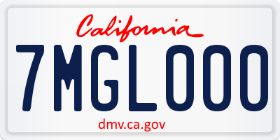 CA license plate 7MGL000