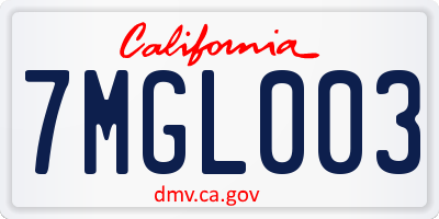CA license plate 7MGL003