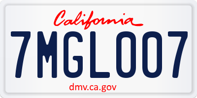 CA license plate 7MGL007