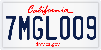 CA license plate 7MGL009