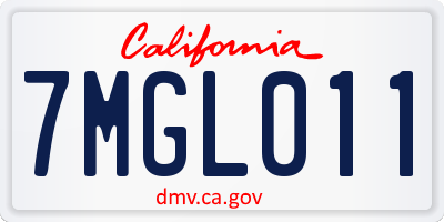 CA license plate 7MGL011