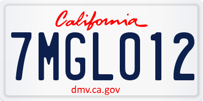 CA license plate 7MGL012